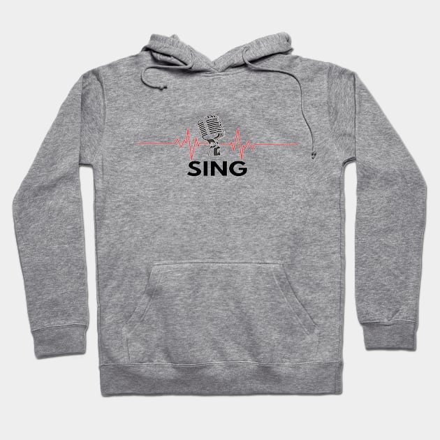 Sing Microphone heartbeat Singer Hoodie by Musician Gifts